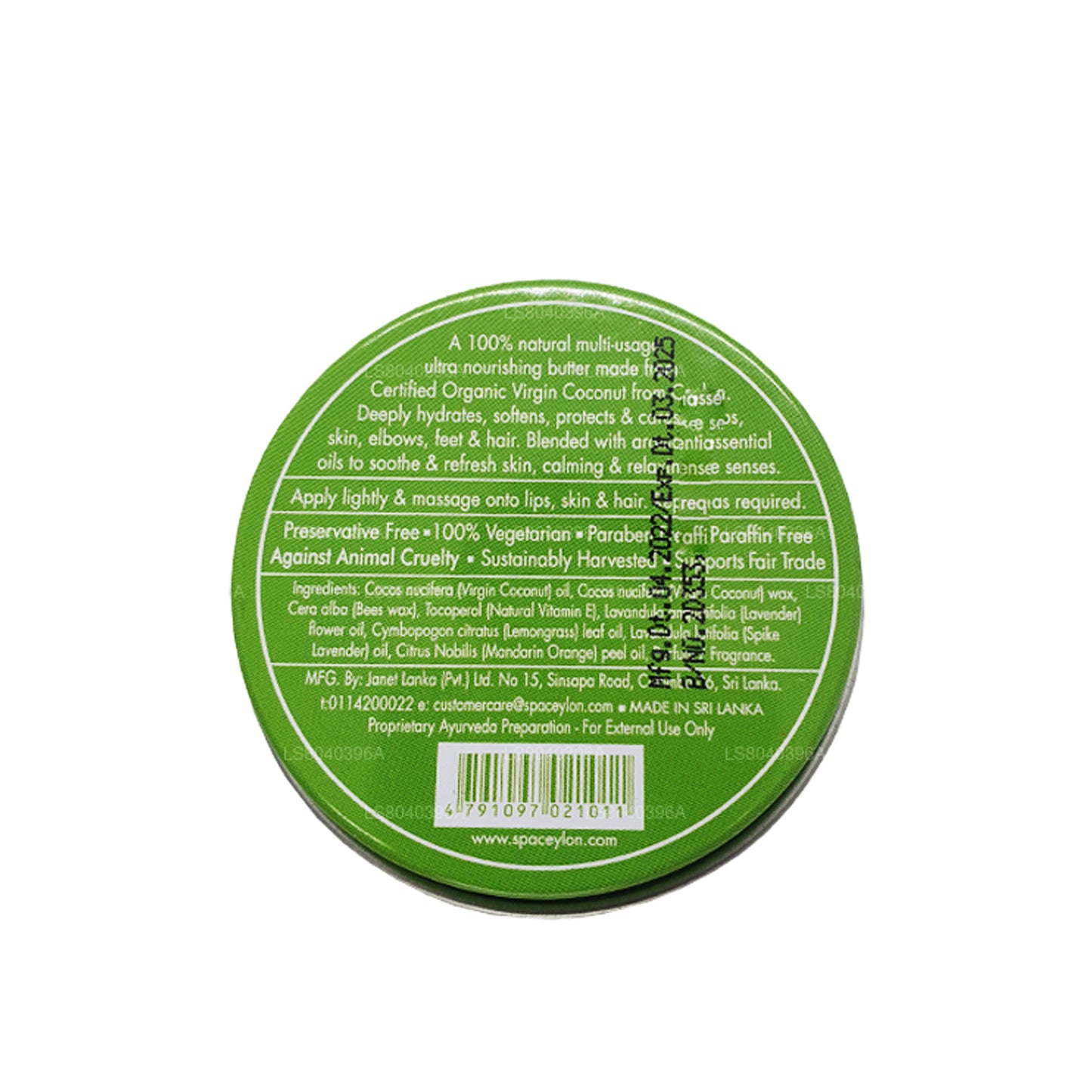 Spa Ceylon Lemongrass Mandarin Virgin Coconut Natural Butter (25g)