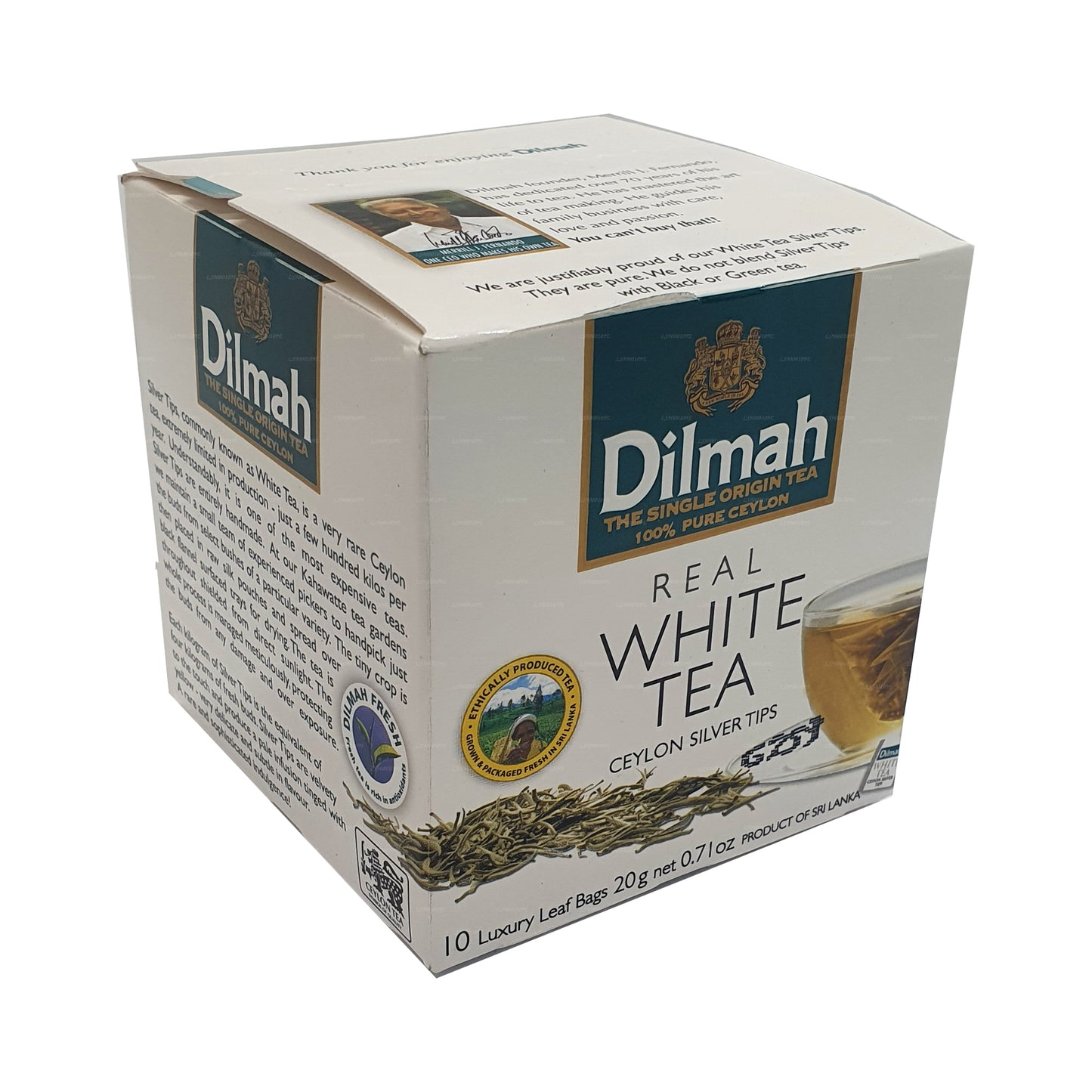 Dilmah Real White Tea Ceylon Silver Tips (20g) 10 Tea Bags