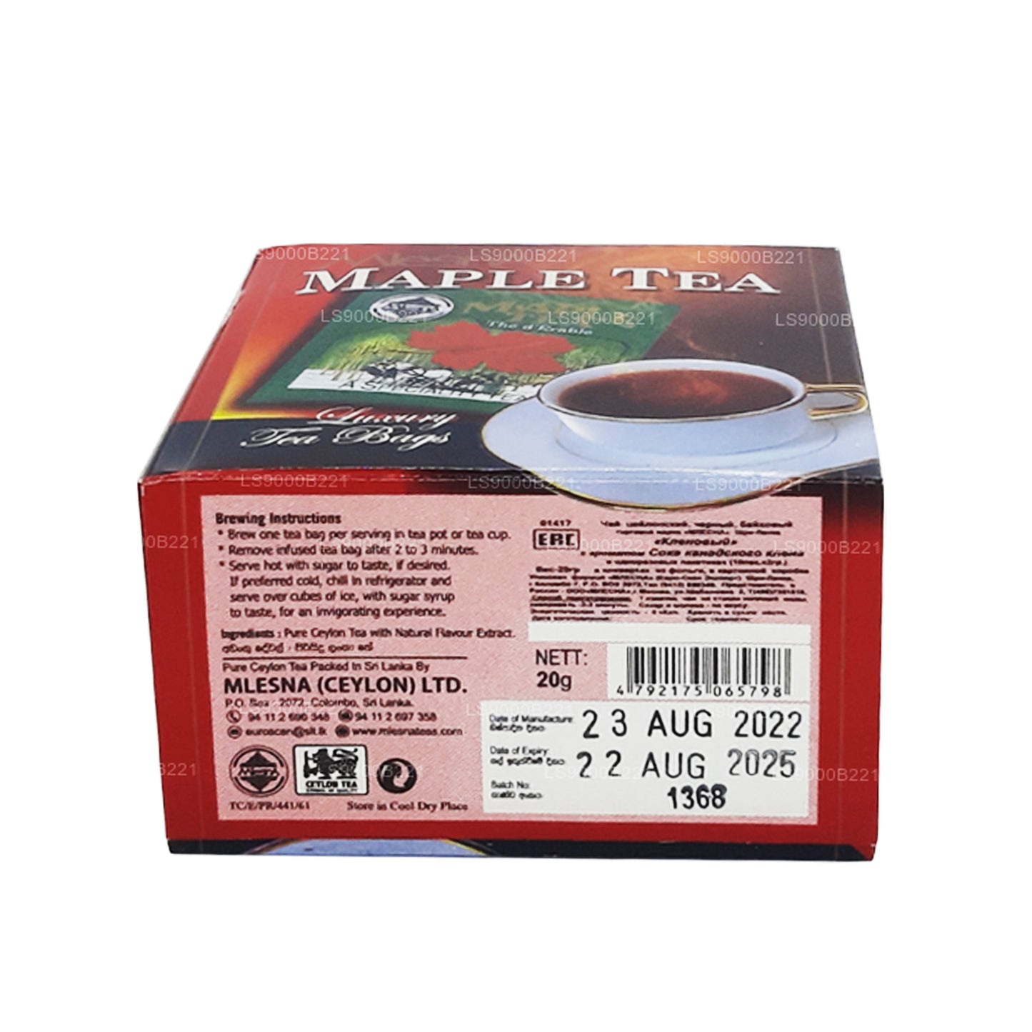 Mlesna Maple Tea (20g) 10 Luxury Tea Bags