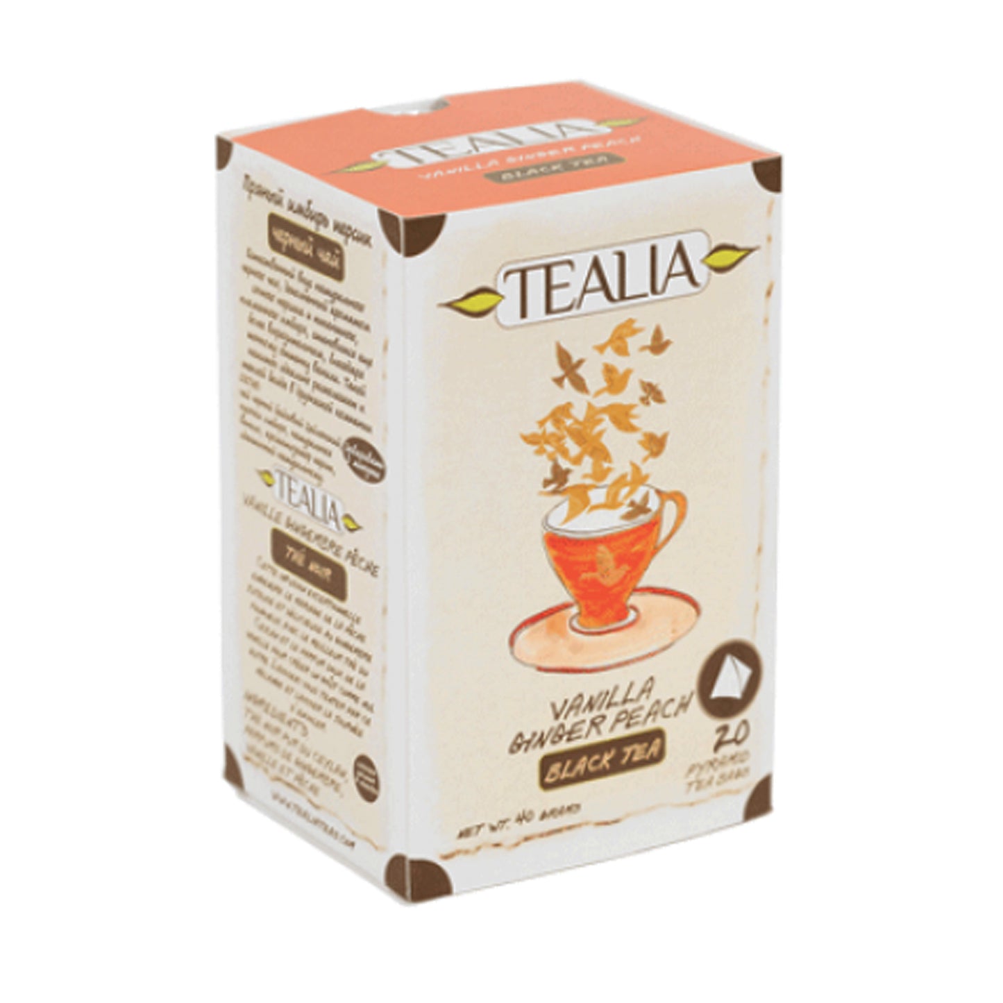 Tealia Vanilla Ginger Peach (40g) 20 Pyramid Tea Bags