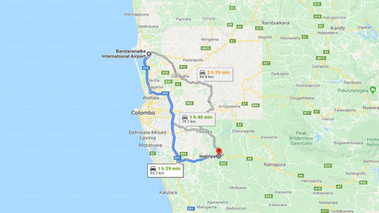 Transfer between Colombo Airport (CMB) and The Retreat, Ingiriya