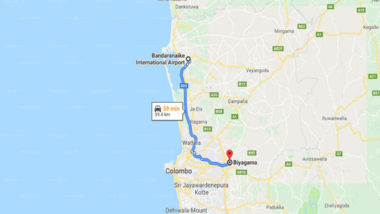 Transfer between Colombo Airport (CMB) and Palm Villa, Biyagama