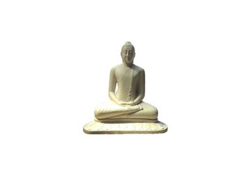 Buddha statue/ Color: white Materials: stone (Size: Approx. 23cm x 19 cm)